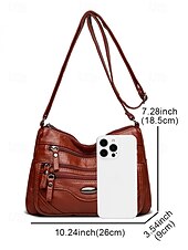 preiswerte Umhängetaschen-braune Umhängetasche aus Kunstleder für Damen mit mehreren Reißverschlusstaschen – lässige, leichte Kuriertasche für den täglichen Gebrauch, Reisen und Ausflüge in die Stadt