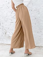 economico Pantaloni in lino e cotone semplici-Pantaloni ampi in cotone e lino da donna A tinta unita Chinos Pantaloni baggy Leggings Basic Casual Lunghezza intera Vita alta Semplice Pockets Fascia elastica Comfort All&#039;aperto Micro-elastico