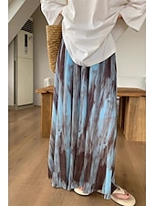 ieftine Fuste grafice-Pentru femei Fustă Epocă Boho Maxi Talie Medie Fuste Cravată Imprimeu Micro-elastic Vacanță Casul / Zilnic Negru Albastru piscină Vară Poliester