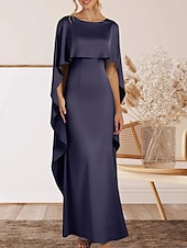 abordables Robes de Soirée-Sirène / Trompette Robe de Soirée Élégant Robe Formel Soirée Longueur au sol Sans manches Col ras du cou Crêpe Extensible avec Volants 2025