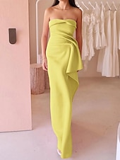ieftine roz-Rochie de Seară Roz Stil Celebritate Rochie Semi-Formală pentru Invitat la Nuntă Lungime până la Podea Fără Mâneci Fără Spate Crep Strâns cu Pliseuri Drapaj