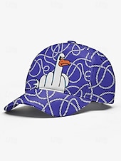 economico Cappelli da uomo-Cappellino da baseball da uomo con stampa di anatra in stile cartoon - design divertente con dito medio, cappellino snapback regolabile, stile casual da strada, adatto per attività all&#039;aperto, viaggi o estive