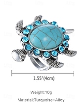 cheap Women&#039;s Rings-Women&#039;s Vintage Turtle Ring with Blue Turquoise Gemstone – Boho Animal Jewelry for Beach Vacations, Festivals and Casual Wear