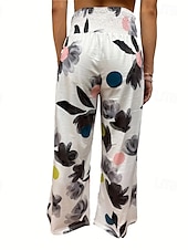 billiga Grafisk linnebyxa i bomull-Dam Brett skaft Byxor av linne i bomull Byxor Streetwear Ledigt Fullängd Naturlig Blommig Ficka Tryck Bekväm Utomhus Utomhus Semester Gata Svartgrå Orangeröd Skogsgrön Fördjupad grön Sommar Normal