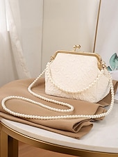 levne Psaníčka a kabelky na večer-dámská vintage kabelka s perleťovou rukojetí – elegantní saténová crossbody kabelka s texturou na svatby, večírky a formální události
