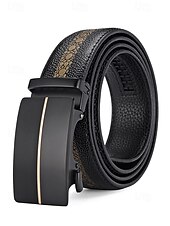 cheap Men&#039;s Belts-Men&#039;s Genuine Stingray Leather Automatic Buckle Belt – Luxury Textured Strap with Reflective Pattern for Business, Formal and Gift Occasions