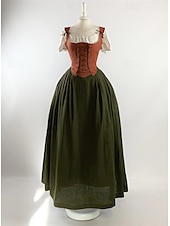 levne Šaty-Středověké Renesanční Šaty Plesové šaty Dámské šaty Pokojská Viking Maškarní kostým Dámské Královský předvečer Všech svatých Karneval Plesová maškaráda Výkon LARP Ren Faire Dospělé Šaty