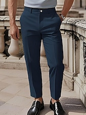 cheap Dress Pants-Men&#039;s Cotton Pants Chinos Slacks Buttons Pocket Plain Comfort Formal Party Work Fashion Classic Style Black White Micro-elastic