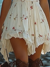 cheap Boho Dress-Women&#039;s Mini Dress Casual Dress Summer Dress Slip Dress Boho Dress Vintage Vacation Daily Going out Regular Fit Floral Sleeveless Straps Black White Summer