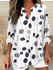 olcso Virágmintás felsők-Női Blúz Tunika V Nyak Hosszú Ujjú Boho Lazac Tops Virágos Grafika Vintage Napi Romantikus Normál Tops Napi Viselés Nyomtatás Fekete Kék Lila Narancs Világosszürke