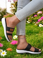 preiswerte Rutschsandalen-Damen-Sandalen mit Zehenschlaufe aus Mesh – atmungsaktive Slip-On-Komfortschuhe für die lässige Sommergarderobe