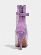 abordables Chaussures de danses latines-Chaussures de danse latine à lacets en maille violette pour femmes – Chaussures à talons hauts respirantes et élégantes pour la pratique de la salsa et du tango