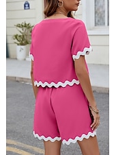 abordables Ensembles courts pour femmes-Ensembles de shorts de mode streetwear pour femmes en 2 pièces à manches courtes à col rond en couleur unie imprimé décontracté quotidien noir rose bleu été coupe régulière