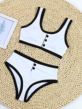cheap Bikini Sets-Women&#039;s Swimwear Bikini 2 Piece Swimsuit Patchwork Tropical Beach Wear Color Block U Neck Sleeveless Bathing Suits