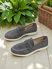 abordables Chaussures sans lacet et mocassins femme-Mocassins en simili-daim pour femme – style classique et polyvalent pour les promenades au bord du lac, les journées décontractées au bureau et les sorties du week-end