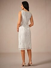 preiswerte abendkleider-Damen Teelänge Kleid-Set Überwurf Elegant Party Hochzeitsgast Cocktailparty Lässiger Schnitt Halbarm Rundhalsausschnitt Weiß Sommer