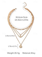 cheap Women&#039;s Necklace-Gold and Silver Multi-Layered Pendant Necklace with Sun and Coin Charms, Trendy Bohemian Jewelry for Women, Perfect for Casual Wear and Summer Outings