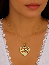 voordelige Dames ketting-Gouden hart &quot;mama&quot; hanger ketting met strass-accenten - elegant Moederdag sieraden cadeau voor vrouwen, moeders en grootmoeders