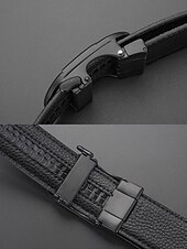 cheap Men&#039;s Belts-Men&#039;s Genuine Stingray Leather Automatic Buckle Belt – Luxury Textured Strap with Reflective Pattern for Business, Formal and Gift Occasions