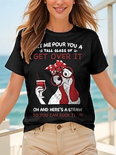 ieftine Umor &amp; Citate tricou-Pentru femei Tricou Cămașă din bumbac Grafic Cocoș Scrisă Epocă Stilat Clasic Manșon scurt Stil Nautic Rotund Topuri obișnuite Zilnic Imprimeu Negru Alb Gri Vară Primăvară