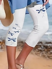 cheap Animals Print-Women&#039;s Leggings Capri Pants High Elasticity Vacation Vintage Fashion Calf-Length Mid Waist Animal Ocean Printing Thermal Warm Breathable Soft Stretchy Vacation Casual Daily White Summer Spring