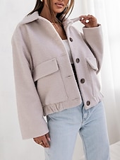billige Kåper og trenchcoats-Dame Frakk Blazer Hold Varm Bekvem Knapper Elegant Mote Utendørs عادي Ut på byen Fritid / hverdag Helg Enkeltkneppet Normal Knaphul Normal Langermet Yttertøy Svart Aprikos kaffe Vår Høst