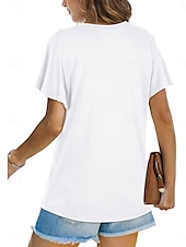 abordables T-shirt uni-T-shirt femme de couleur unie Uni Classique Moderne Décontracté Manches courtes Col rond Hauts réguliers Quotidien Week-end Noir Blanc Vert clair Rose Bleu Été