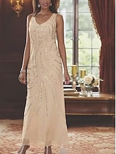 abordables Avec veste-Robe Mère de la Mariée Coupe Deux Pièces à la Plage Invité de Mariage Élégant Étincelle  Brillance Encolure en V Longueur Cheville Chiffon Sequins Manches Longues avec Sequins 2025 taille