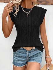 ieftine Topuri din dantelă-Pentru femei Camisole Tank Top Simplu De Bază Modern Fără manșon Stil Nautic Topuri obișnuite Zilnic Concediu Negru Alb Roz Îmbujorat Albastru celest Mov Vară