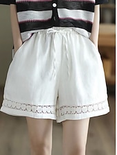abordables Pantalones cortos calientes-Mujer Pantalón corto Pantalones cortos de verano Pantalones cortos de playa Vacaciones Vintage Moda Corto Alta cintura Plano Correa Bolsillo Cintura elástica Comodidad Ligero Suave Microelástico