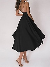 preiswerte Kleine weiße Kleider-Hochzeitskleider A-Linie V Ausschnitt Ärmellos Tee-Länge Satin Brautkleider Mit Einfarbig 2025