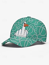 economico Cappelli da uomo-Cappellino da baseball da uomo con stampa di anatra in stile cartoon - design divertente con dito medio, cappellino snapback regolabile, stile casual da strada, adatto per attività all&#039;aperto, viaggi o estive