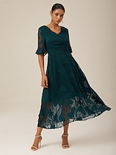cheap Cocktail Dress-Women&#039;s Maxi Dress Cocktail Dress Wedding Guest Dress Semi Formal Dress A Line Dress Elegant Work Birthday Flutter Sleeve Wedding Guest Cocktail Party Formal Evening Regular Fit Solid Color Plain