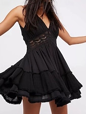 ieftine Rochii Boho-Pentru femei Rochie Mini Rochie de vară Rochie Slip Rochie Boho Rochie occidentală Modă Clasic Modern În aer liber Vacanță Concediu Fit regulat Simplu Fără manșon Bretele Spagheti Negru Alb Roz