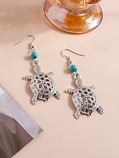 economico Orecchino da donna-Orecchini pendenti a forma di tartaruga marina da donna – orecchini pendenti in stile boho da spiaggia con accenti di perline turchesi, gioielli leggeri ispirati all&#039;oceano per le vacanze estive e gli abiti costieri