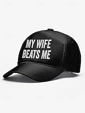 cheap Men&#039;s Hats-Men&#039;s Distressed Graphic ，Humorous &#039;My Wife Beats Me&#039; Print Baseball Cap - Funny Design, Adjustable Snapback Cap, Casual Street Style, Suitable for Outdoor, Travel or Summer Activities