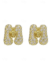 abordables Boucle d&amp;#39;oreille pour femme-Boucles d&#039;oreilles à tige initiales en strass doré - Boucles d&#039;oreilles à lettres scintillantes personnalisées pour femmes, bijoux en cristal étincelants de A à Z, parfaits pour un usage quotidien, un cadeau de remise de diplôme, un cadeau de fête des mèr