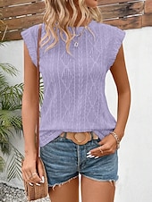 ieftine Topuri din dantelă-Pentru femei Camisole Tank Top Simplu De Bază Modern Fără manșon Stil Nautic Topuri obișnuite Zilnic Concediu Negru Alb Roz Îmbujorat Albastru celest Mov Vară