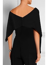 abordables Combinaisons pour maman-Combinaisons invitée de mariage élégante robe de mariage formelle fête longueur du sol manches courtes épaules dénudées automne invité de mariage chiffon avec volants 2025 taille sur mesure gratuite