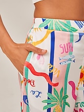 cheap Pants-Tropical Print Wide-Leg Pants