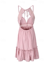 ieftine Rochii Boho-Pentru femei Rochie Mini Rochie de vară Rochie Slip Rochie Boho Rochie occidentală Modă Clasic Modern În aer liber Vacanță Concediu Fit regulat Simplu Fără manșon Bretele Spagheti Negru Alb Roz