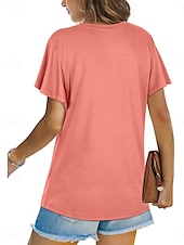 abordables T-shirt uni-T-shirt femme de couleur unie Uni Classique Moderne Décontracté Manches courtes Col rond Hauts réguliers Quotidien Week-end Noir Blanc Vert clair Rose Bleu Été