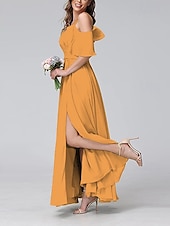 preiswerte abendkleider-Damen Langes Kleid Maxikleid Abschlussballkleid Partykleid Cocktailkleid Mode Party Besonderer Anlass Date Normale Passform Einfach Kurzarm V Ausschnitt Gelb Hellgrün Blau Grün Sommer