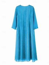 tanie Sukienka boho-Damskie Sukienka midi Letnie sukienki Codzienny Sukienki półformalne Codzienny Święto Randka Regularny Graficzny Plemienny Rękaw 3/4 Półgolf Rumiany róż Niebieski Pomarańczowy Zielony Lato Wiosna