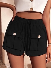 economico Pantaloni in lino e cotone semplici-Per donna Pantaloncini cargo Shorts Moda Atletico Corto Misura del girovita medio Semplice Tasca Elastico in vita Traspirante Confortevole Micro-elastico Sport &amp; Outdoor Abbigliamento quotidiano