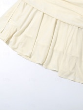 preiswerte Einfaches Kleid-Damen Boho Kleid Western Kleid Vintage Mini Kleid A-Linien Kleid Off-The-Shoulder Kleid Lässig Outdoor Ausgehen Maßgeschneiderte Passform Unifarbene Ärmellos Ein Schulter Aprikose Sommer Frühling