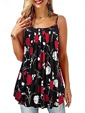 olcso Grafikai bolt Ujjatlan felsők és Camis-Női Camisole Tank Top Csíkos Napi Alkalmi Ujjatlan Pántos Normál felsők Napi Nyomtatott Fekete Arcpír rózsaszín Sötétkék Medence Nyár