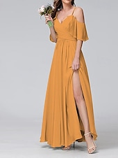 preiswerte abendkleider-Damen Langes Kleid Maxikleid Abschlussballkleid Partykleid Cocktailkleid Mode Party Besonderer Anlass Date Normale Passform Einfach Kurzarm V Ausschnitt Gelb Hellgrün Blau Grün Sommer