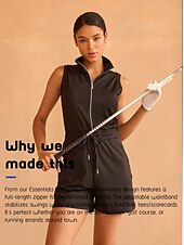 billiga Kvinnors golfkläder-Dam Byxdress Svart Ärmlös Byxdress Golfkläder för damer Kläder Outfits Bär kläder