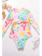 billiga One-piece-baddräkter-Dam Badkläder En bit Baddräkt Dragkedja Tropisk Standkläder Blomma Rund hals Ärmlös Baddräkter